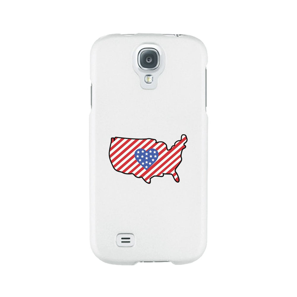 USA Map American Flag White Phone Case