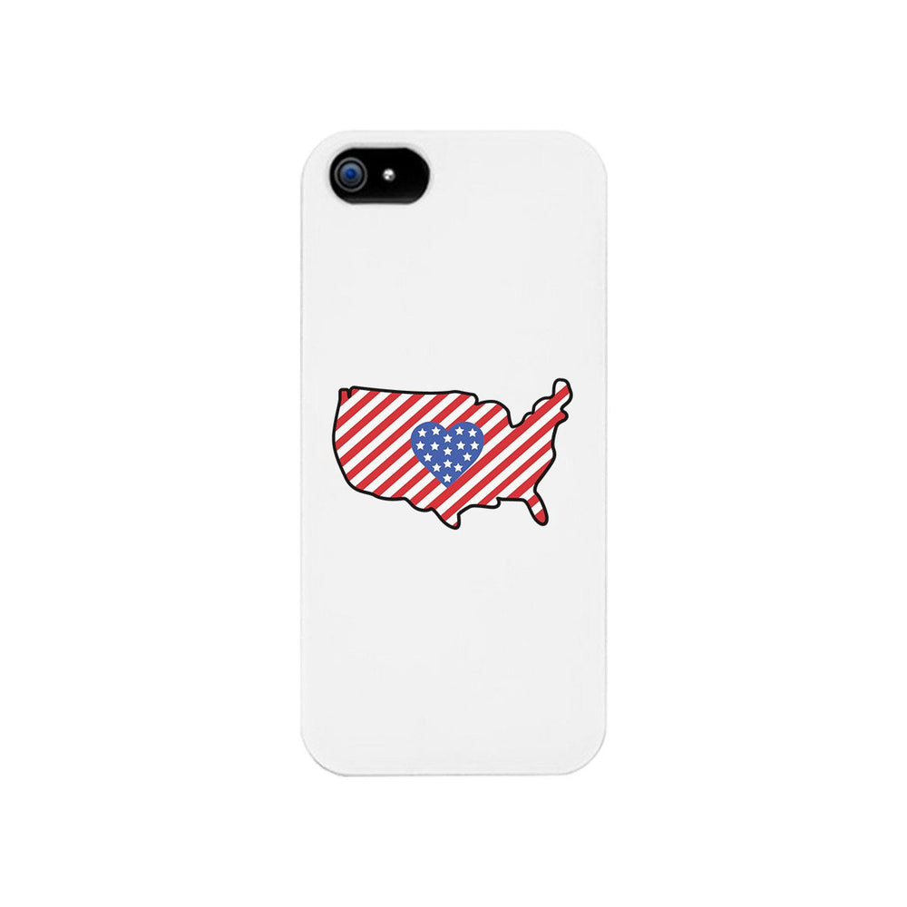 USA Map American Flag White Phone Case