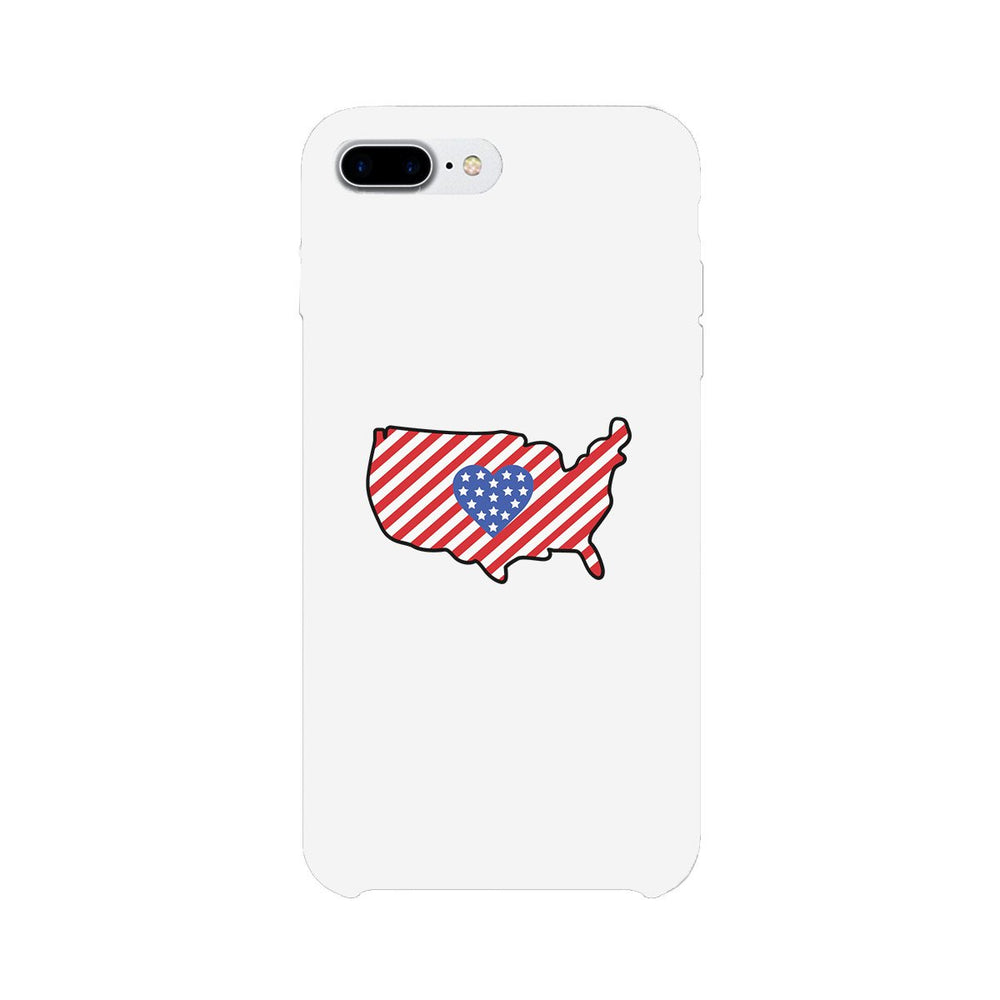USA Map American Flag White Phone Case