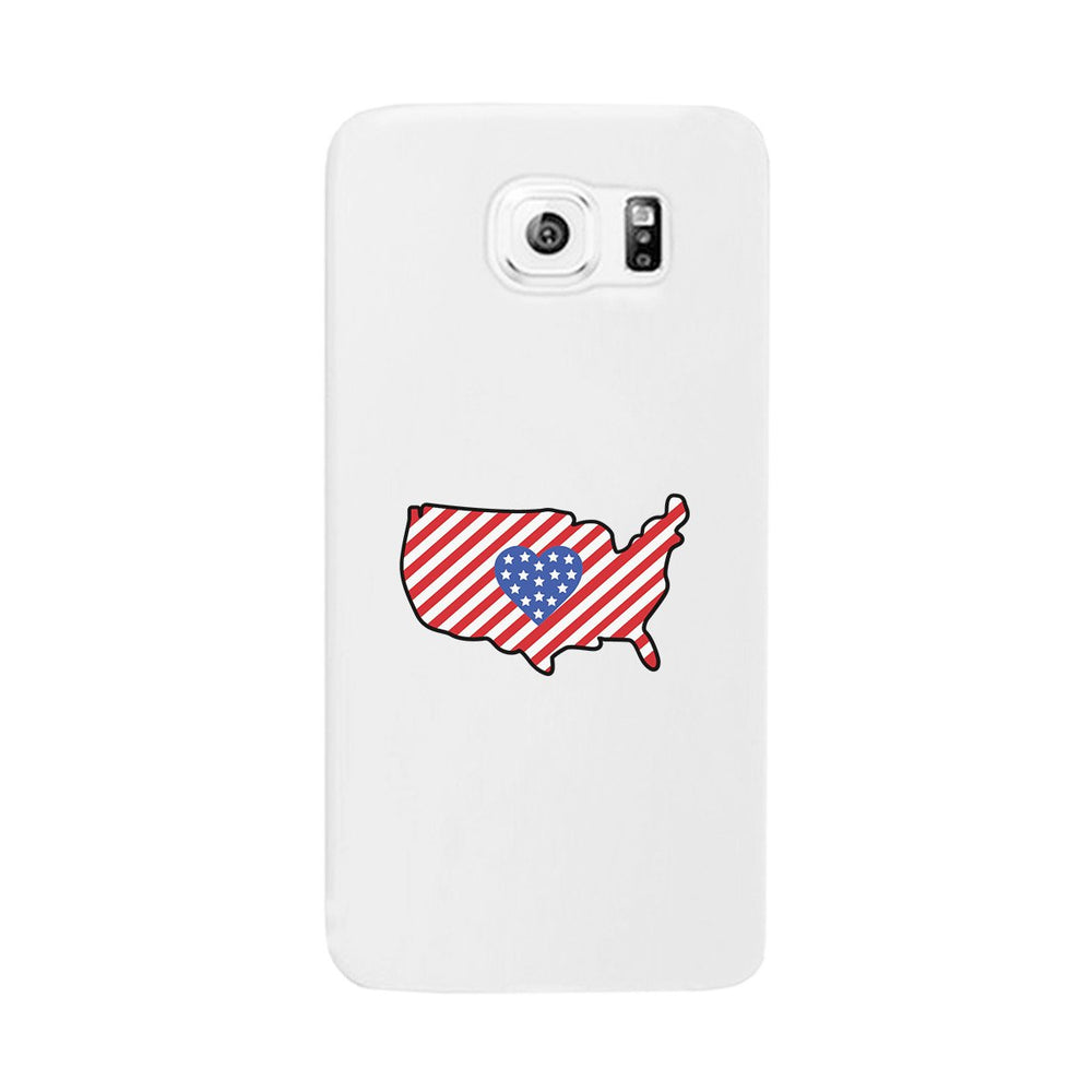 USA Map American Flag White Phone Case