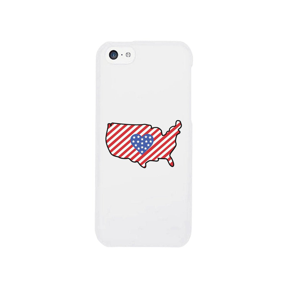 USA Map American Flag White Phone Case