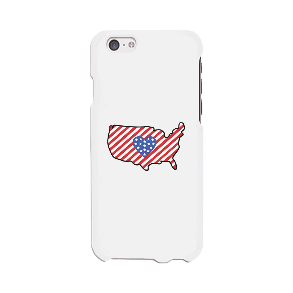 USA Map American Flag White Phone Case