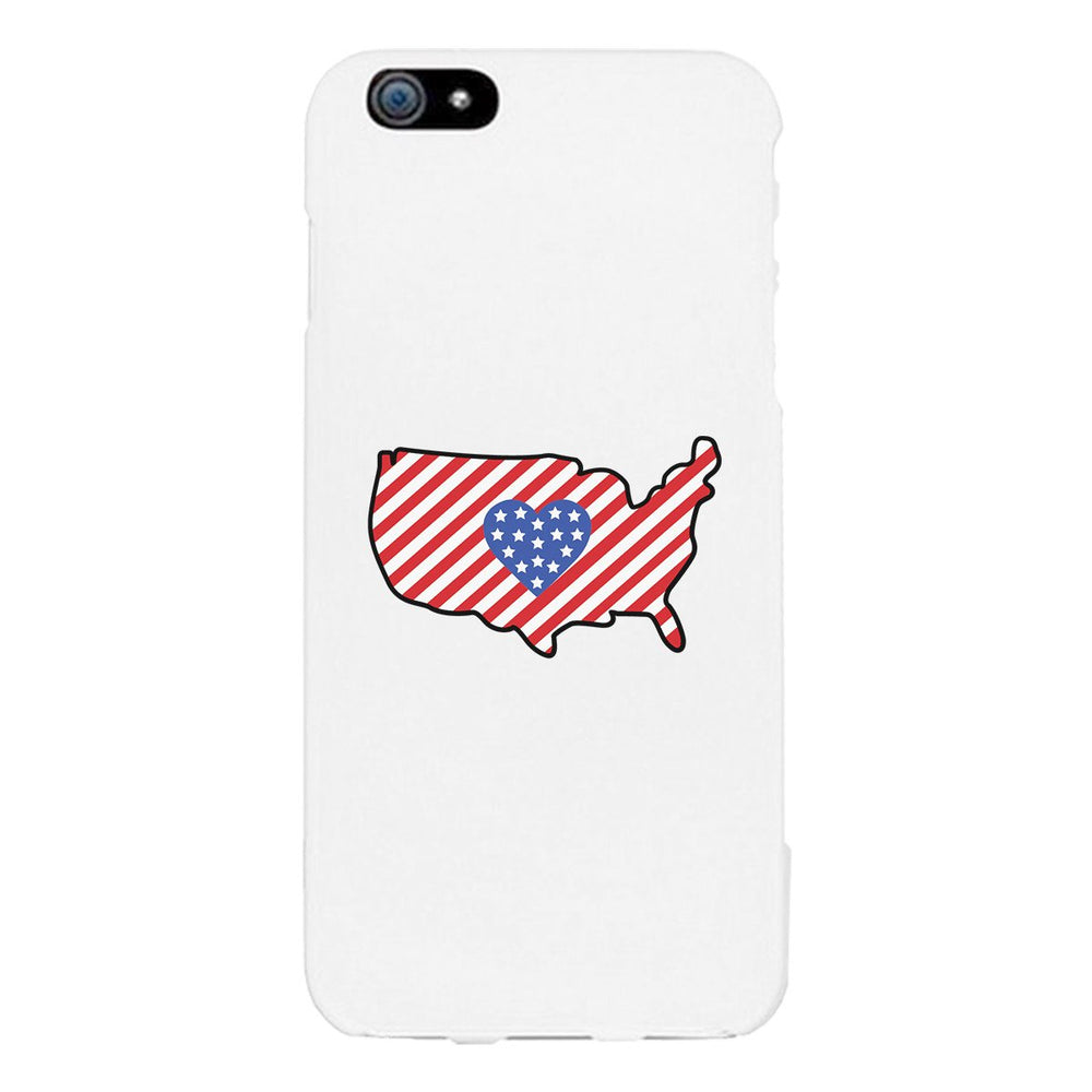 USA Map American Flag White Phone Case