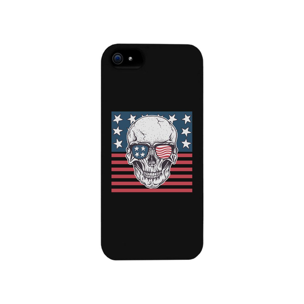 Skull American Flag Black Phone Case