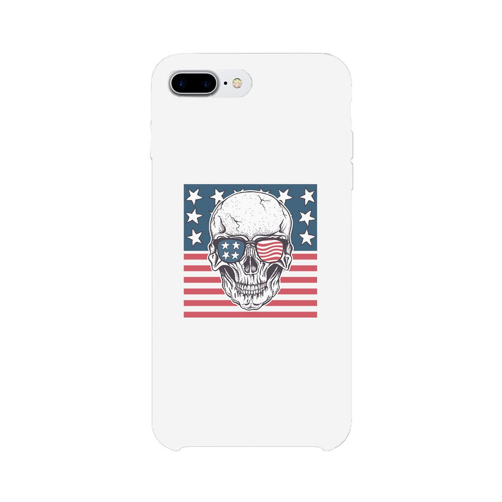 Skull American Flag White Phone Case