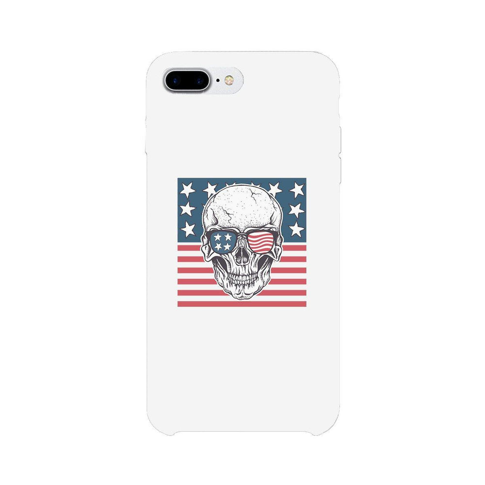 Skull American Flag White Phone Case