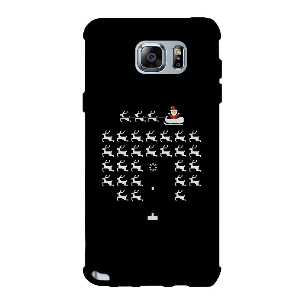 Pixel Game Santa And Rudolph Black Phone Case