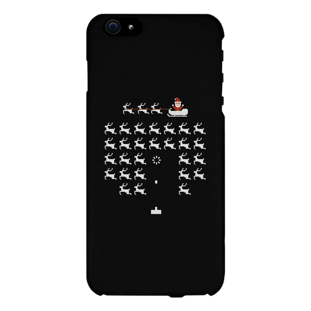 Pixel Game Santa And Rudolph Black Phone Case