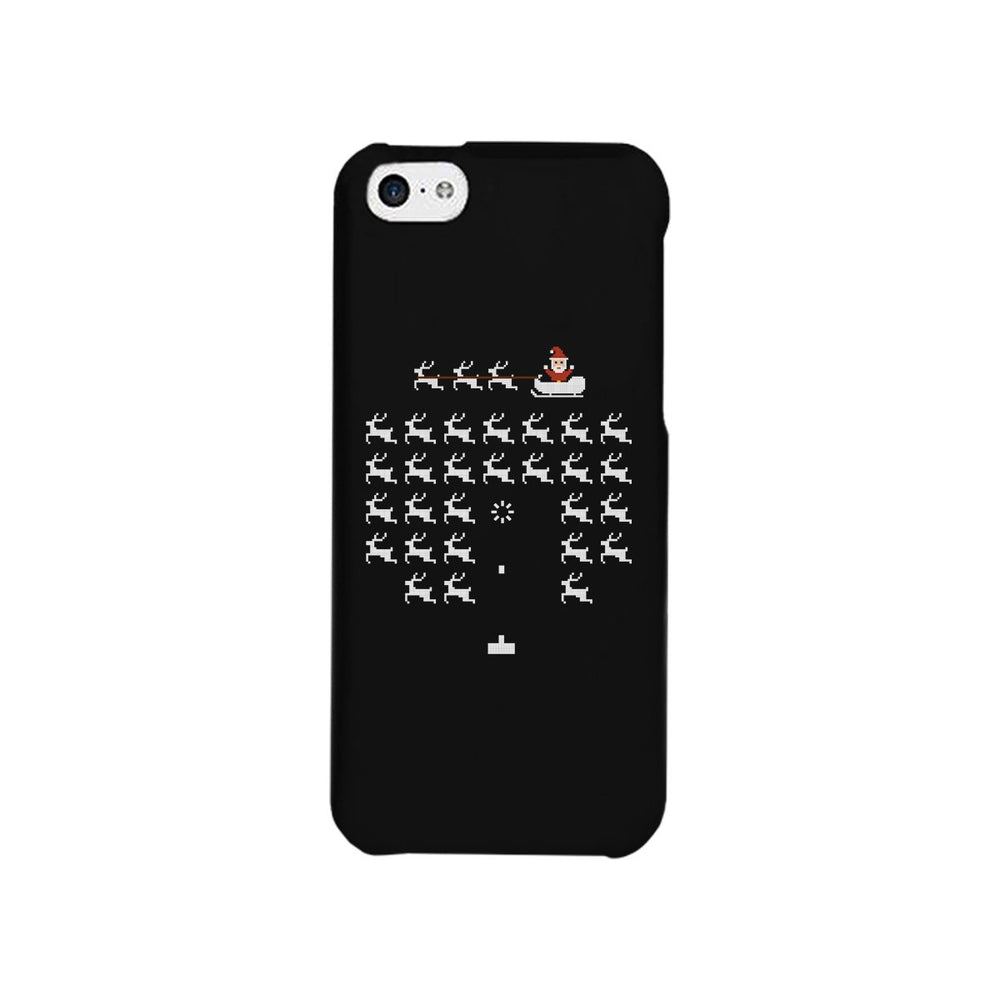 Pixel Game Santa And Rudolph Black Phone Case