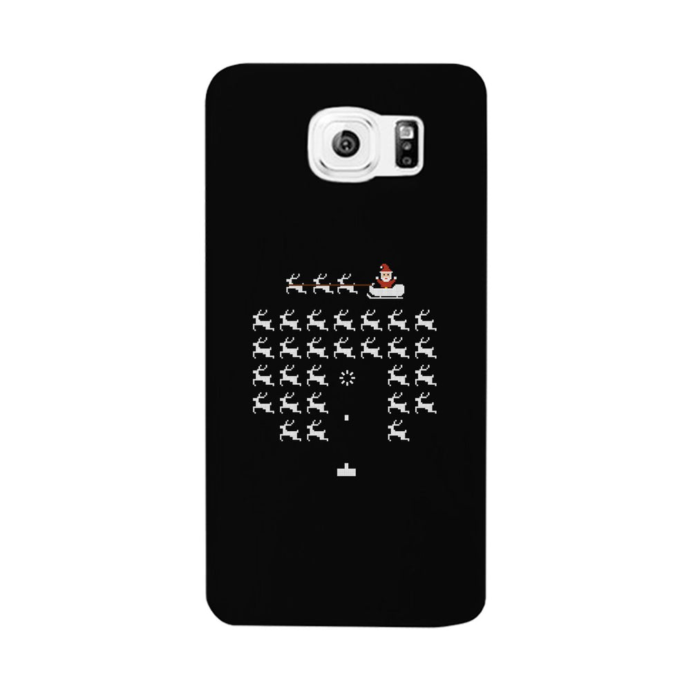 Pixel Game Santa And Rudolph Black Phone Case
