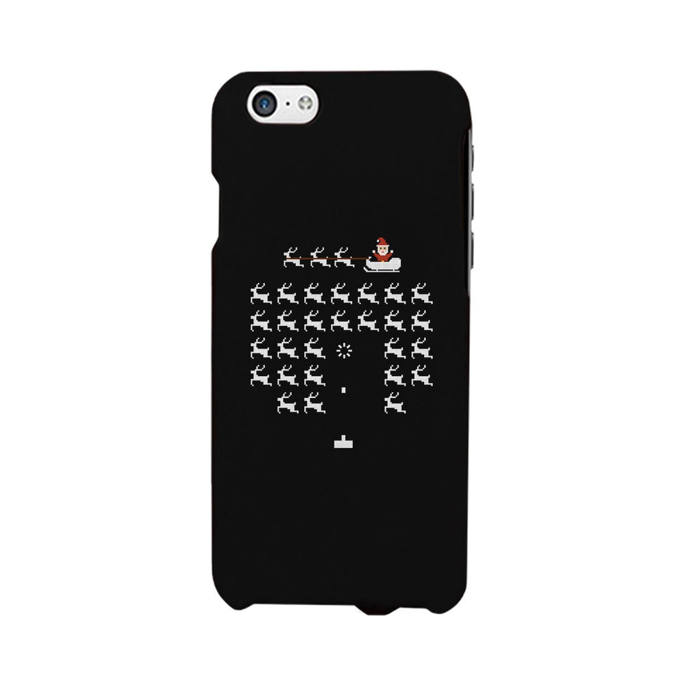 Pixel Game Santa And Rudolph Black Phone Case