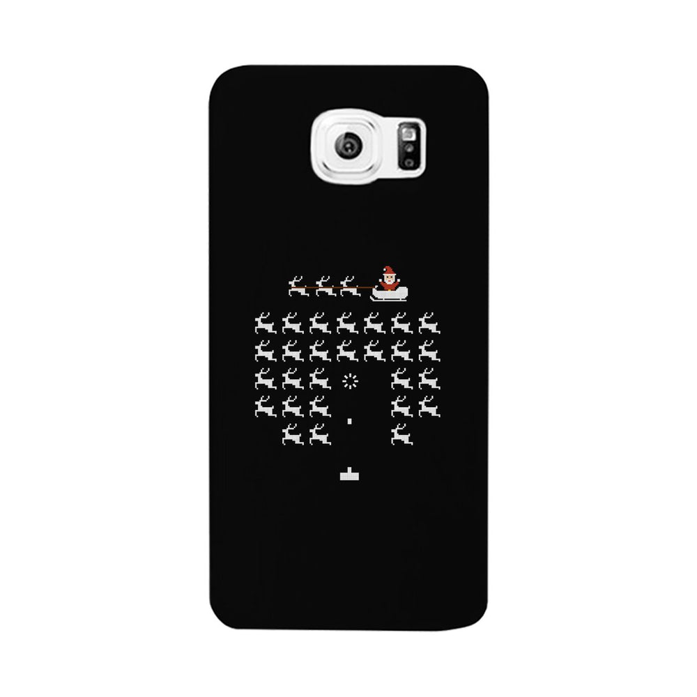 Pixel Game Santa And Rudolph Black Phone Case