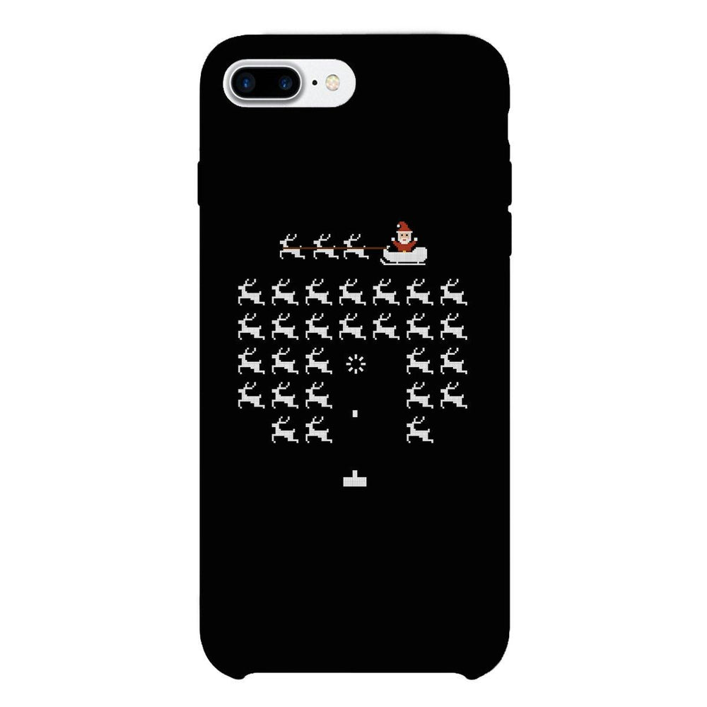 Pixel Game Santa And Rudolph Black Phone Case
