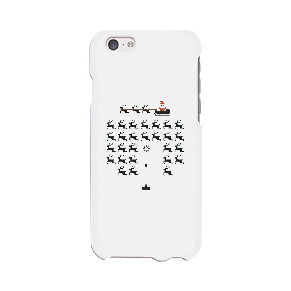 Pixel Game Santa And Rudolph White Phone Case
