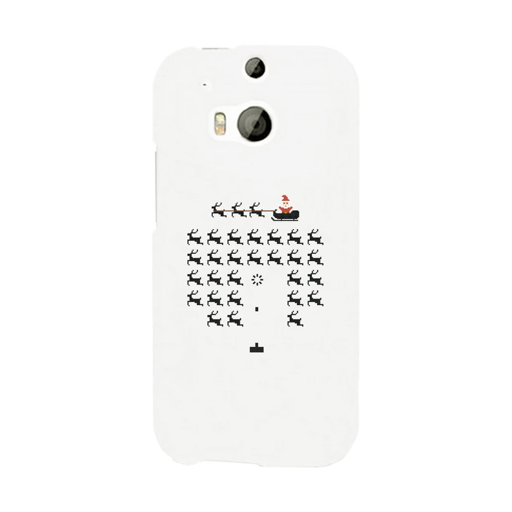 Pixel Game Santa And Rudolph White Phone Case