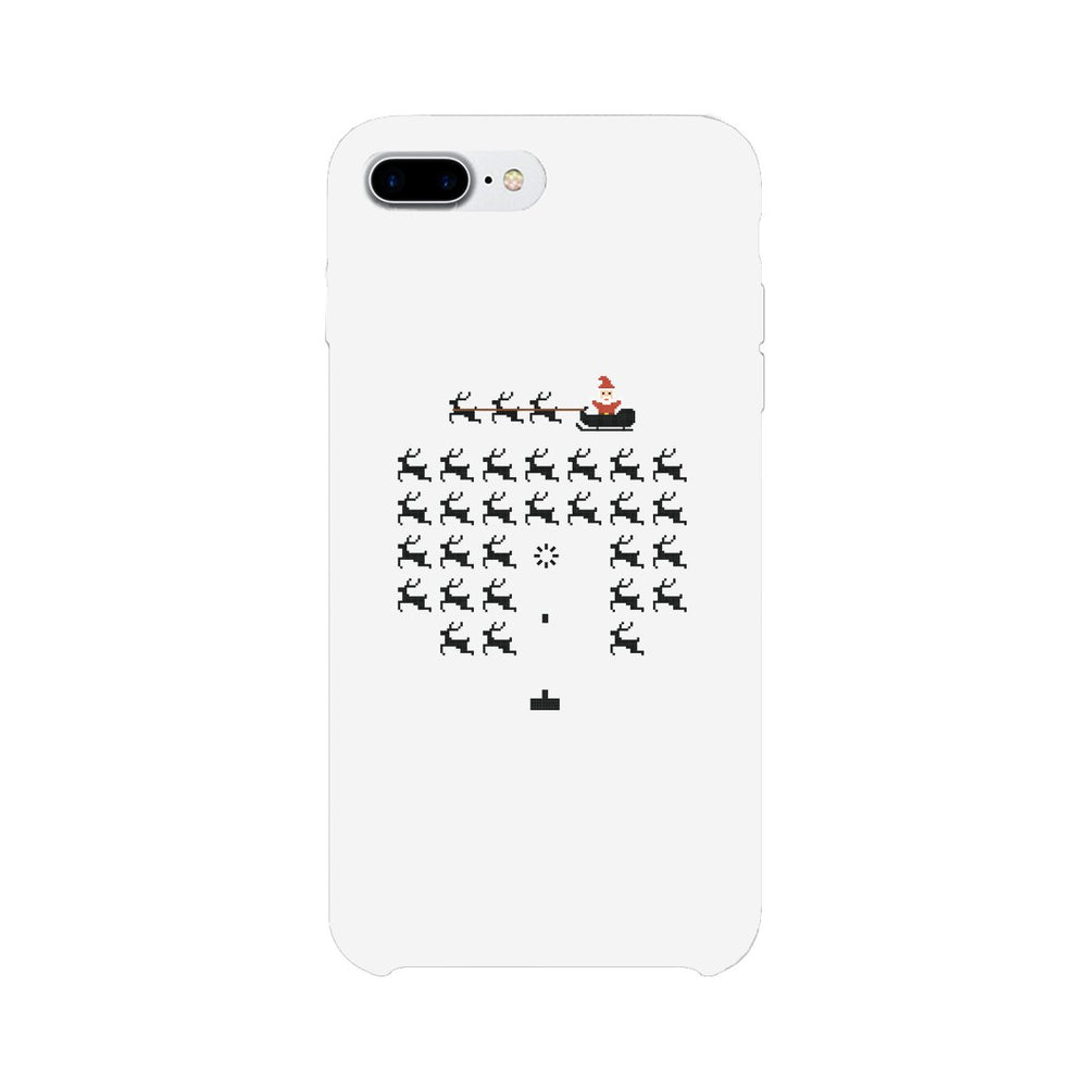 Pixel Game Santa And Rudolph White Phone Case