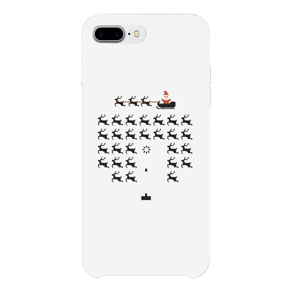 Pixel Game Santa And Rudolph White Phone Case