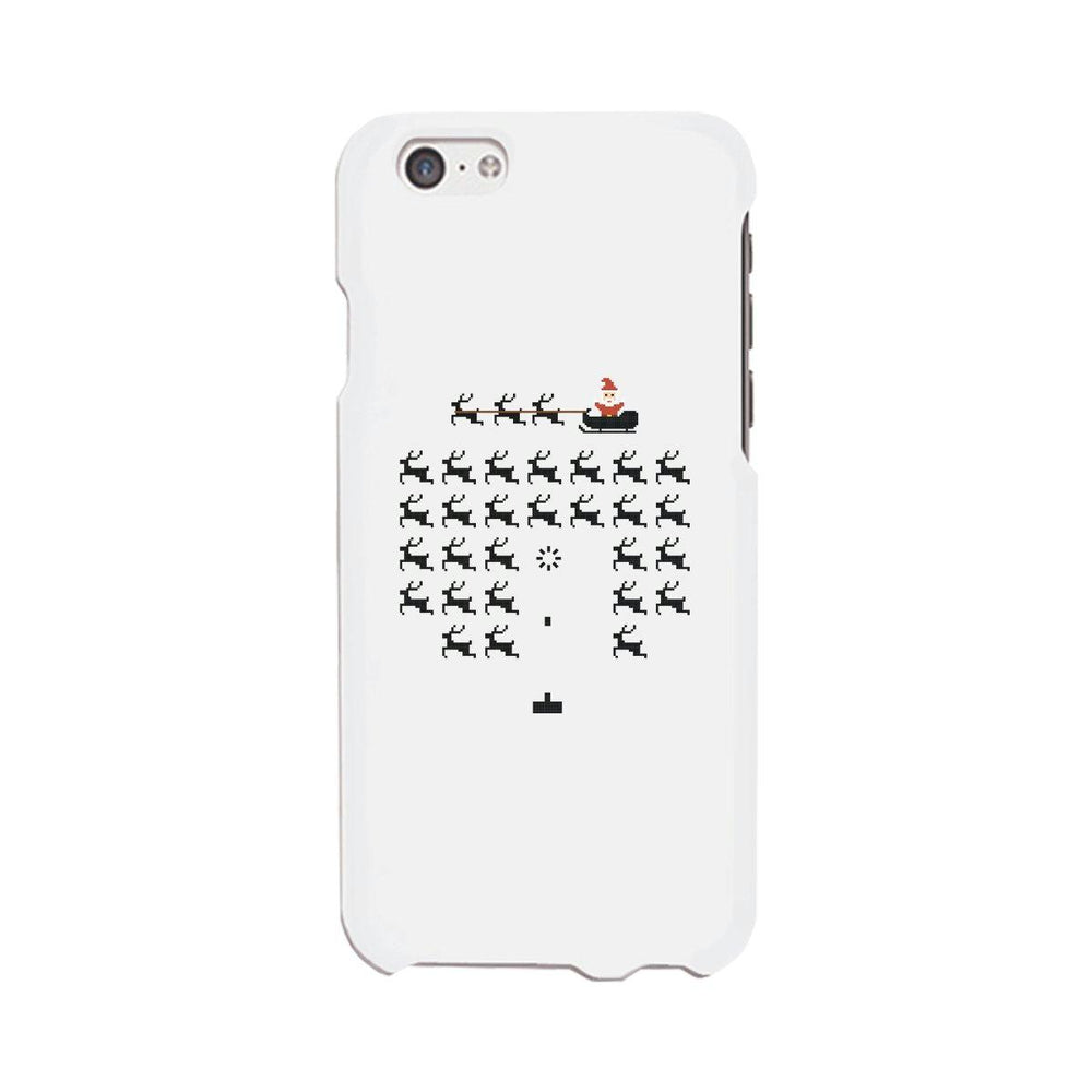 Pixel Game Santa And Rudolph White Phone Case