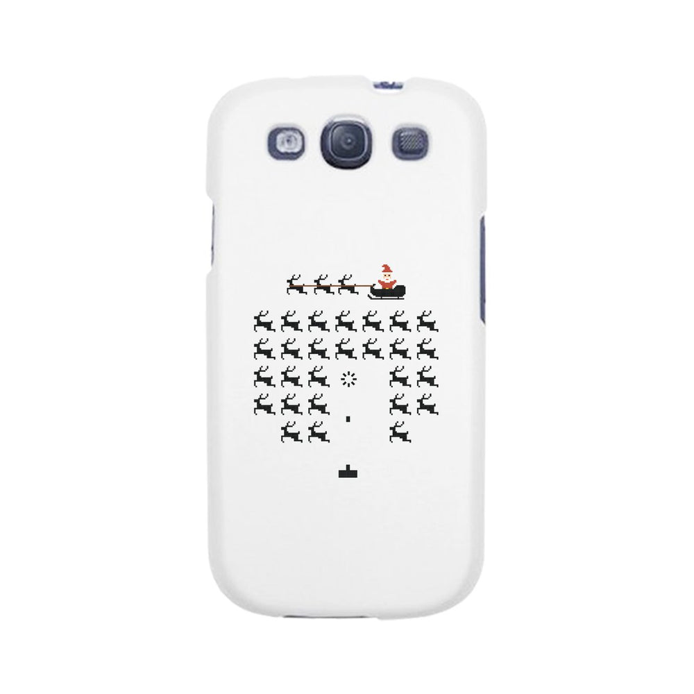 Pixel Game Santa And Rudolph White Phone Case