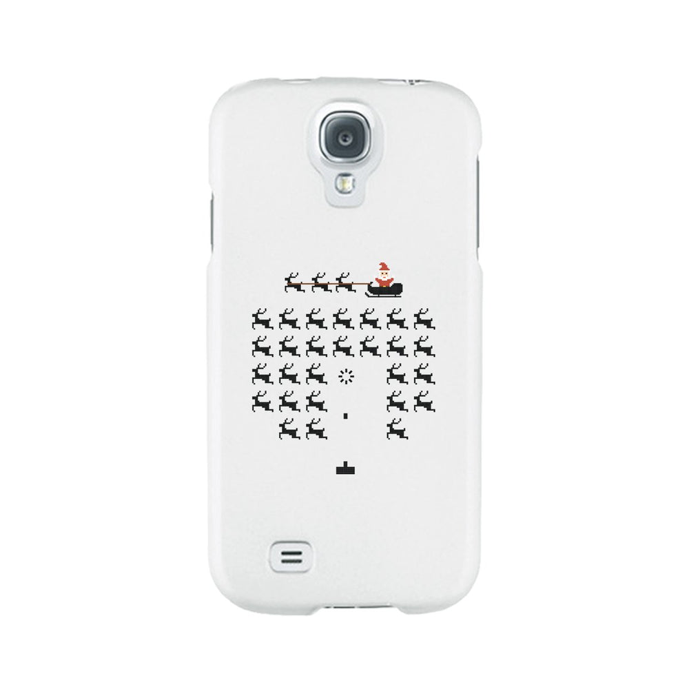 Pixel Game Santa And Rudolph White Phone Case