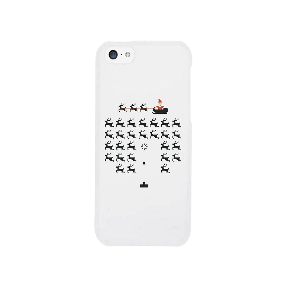 Pixel Game Santa And Rudolph White Phone Case