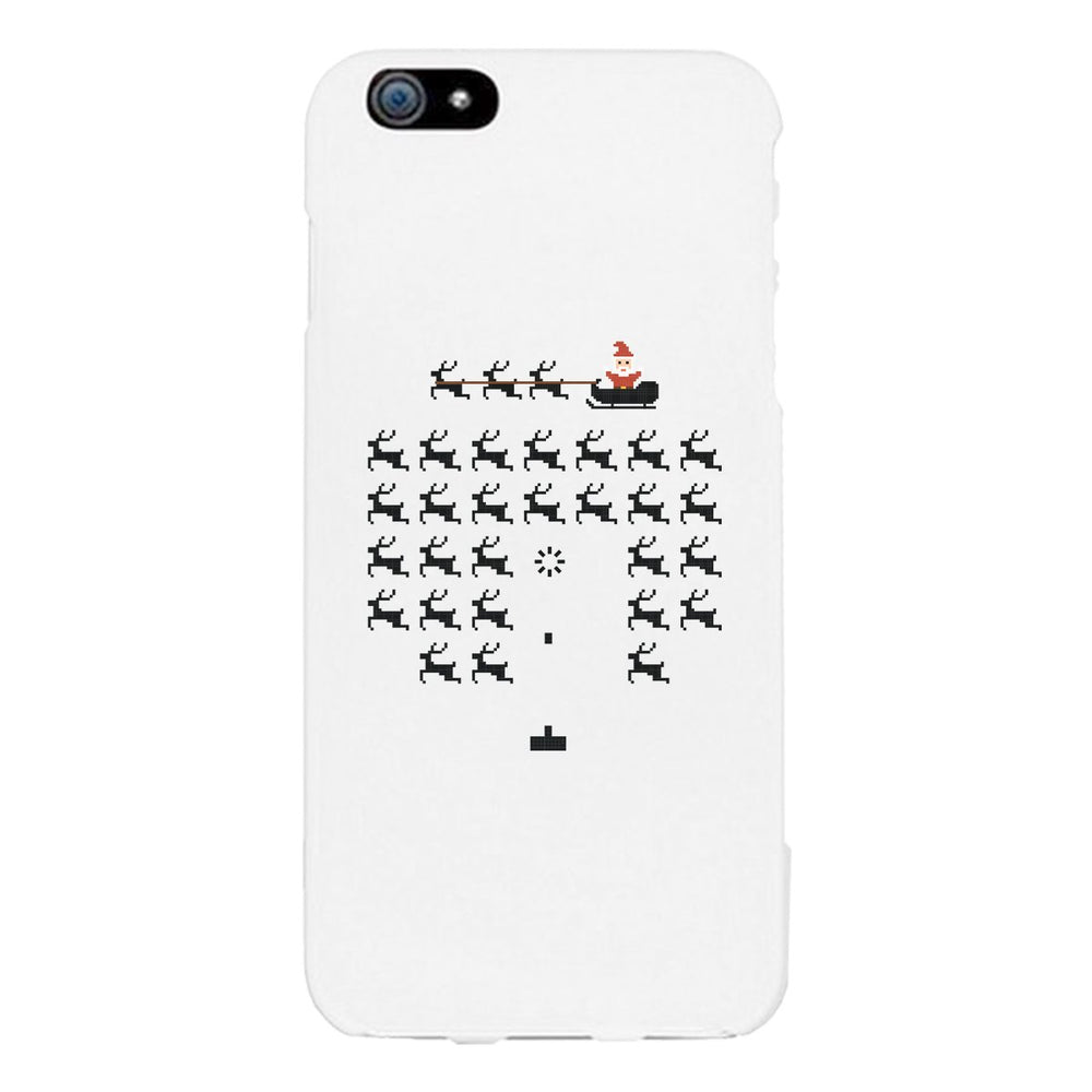 Pixel Game Santa And Rudolph White Phone Case