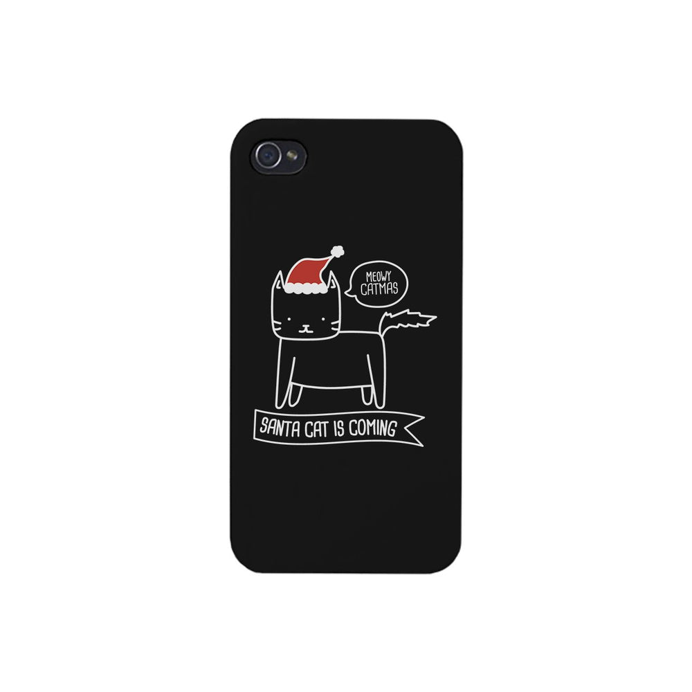 Meowy Catmas Santa Cat Is Coming Black Phone Case