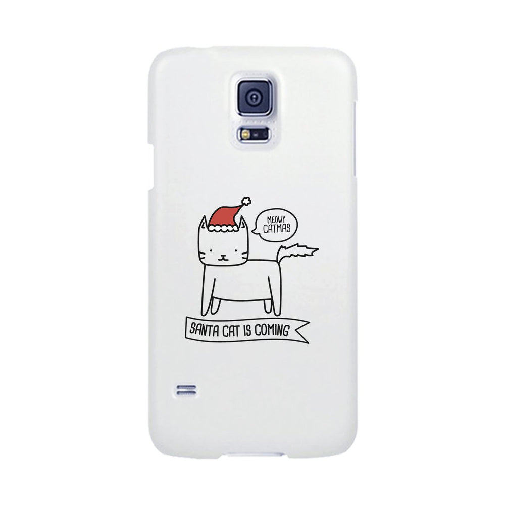 Meowy Catmas Santa Cat Is Coming White Phone Case