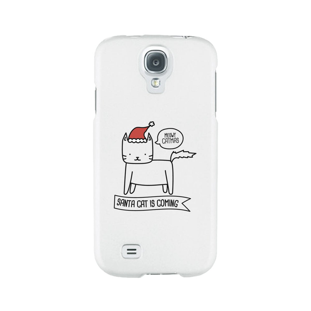 Meowy Catmas Santa Cat Is Coming White Phone Case