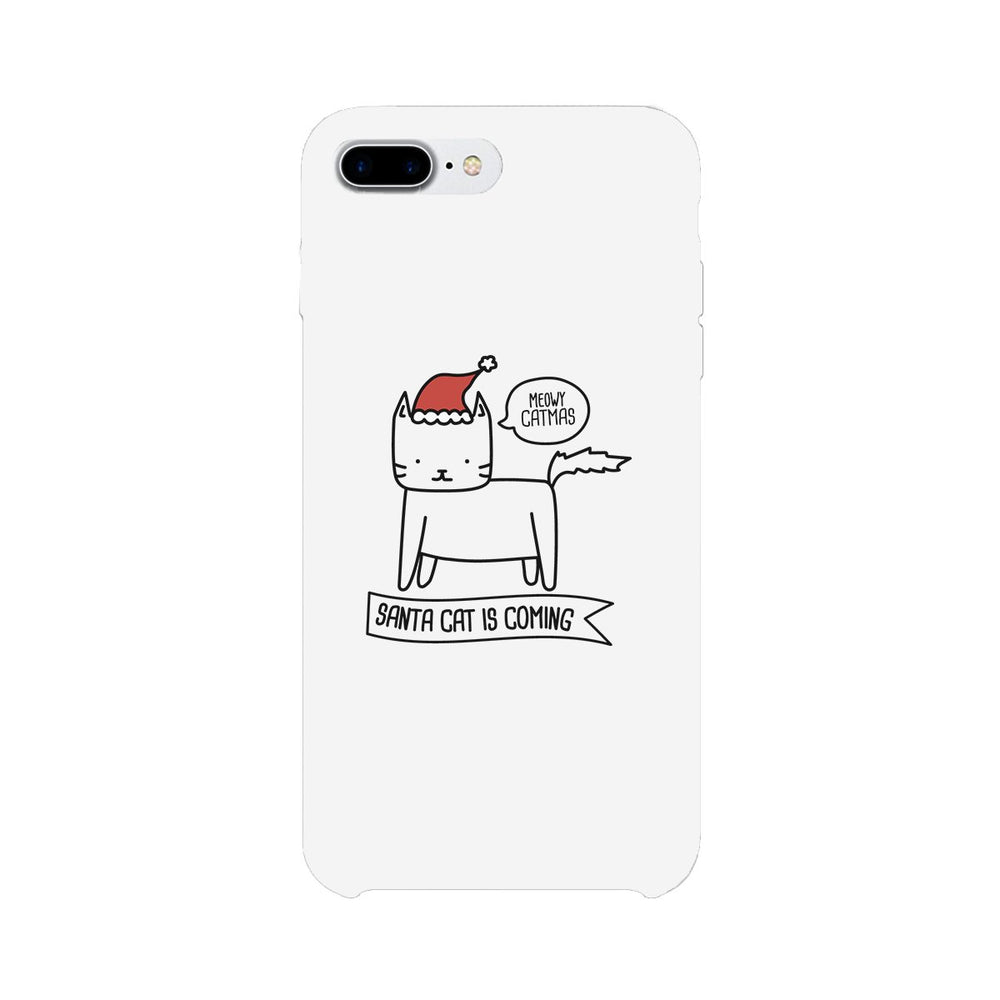 Meowy Catmas Santa Cat Is Coming White Phone Case