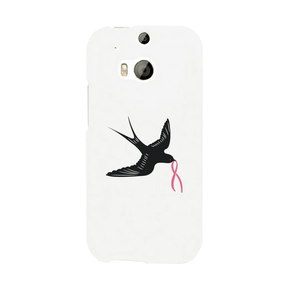 Pink Ribbon And Swallows Birds White Phone Case