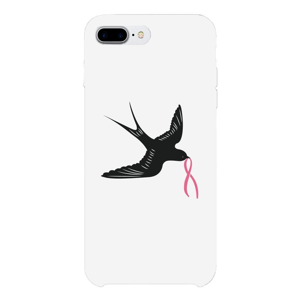 Pink Ribbon And Swallows Birds White Phone Case