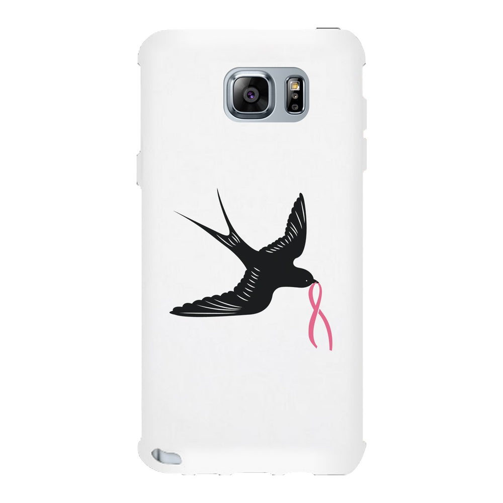 Pink Ribbon And Swallows Birds White Phone Case