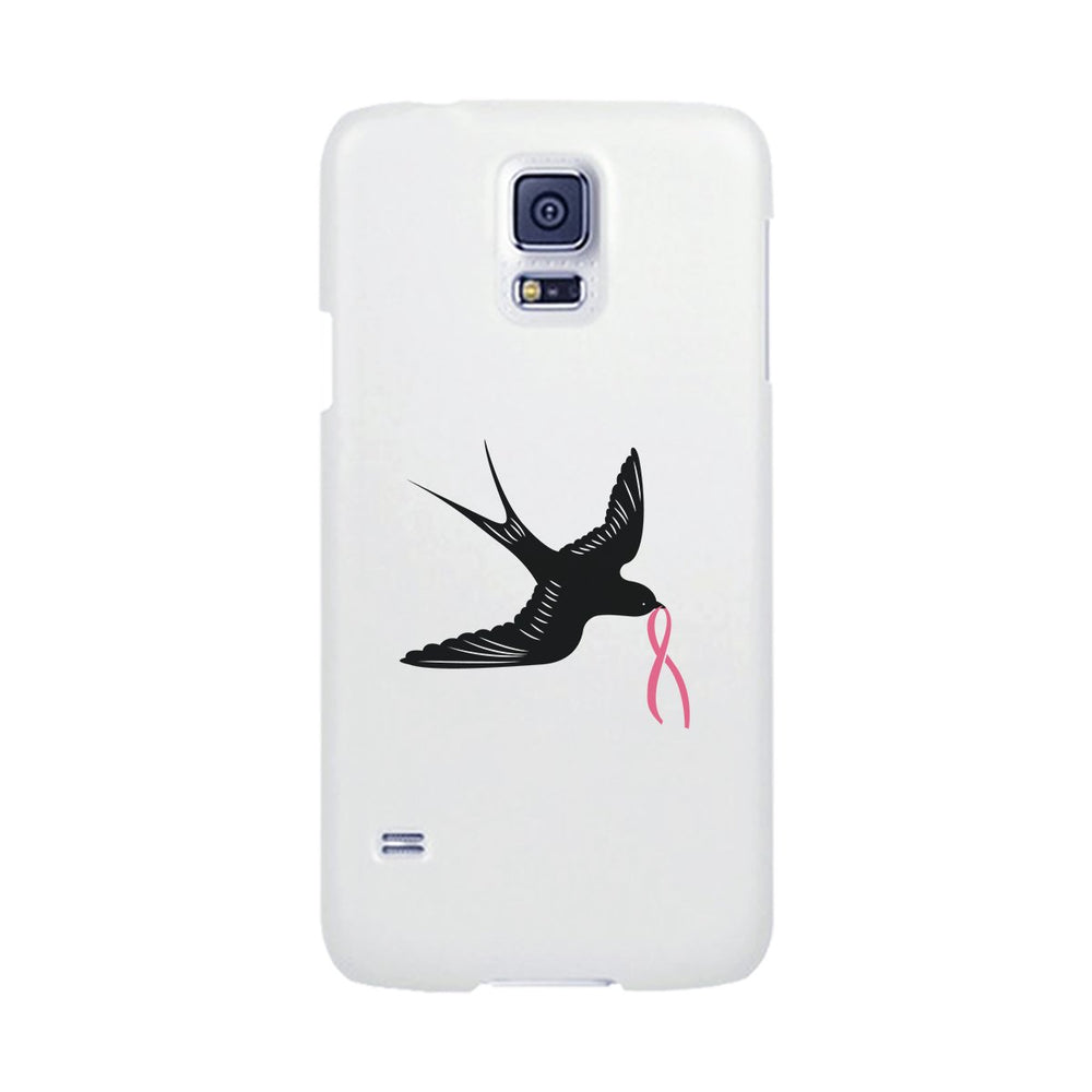 Pink Ribbon And Swallows Birds White Phone Case