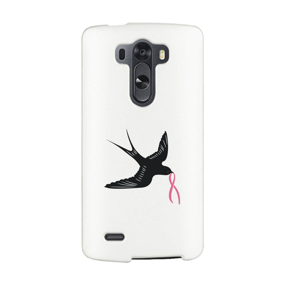 Pink Ribbon And Swallows Birds White Phone Case