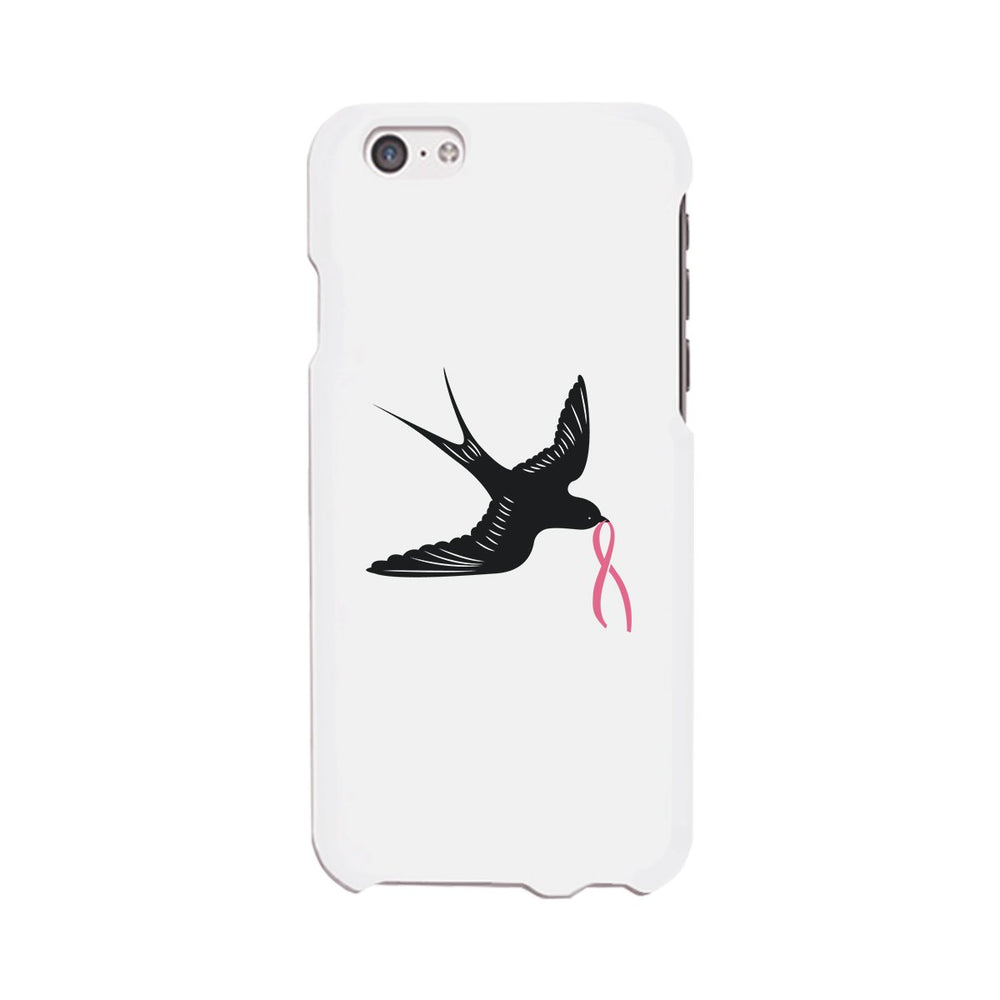 Pink Ribbon And Swallows Birds White Phone Case