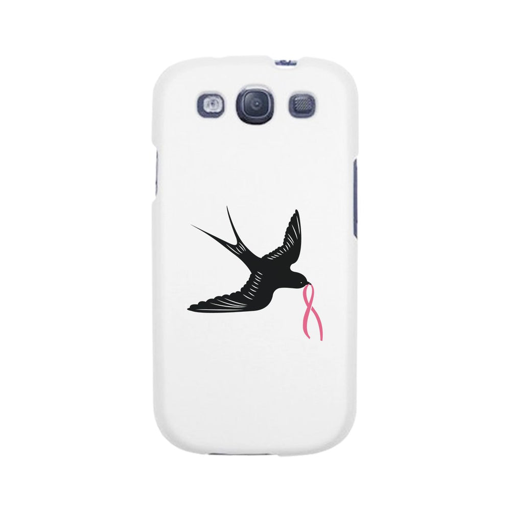 Pink Ribbon And Swallows Birds White Phone Case