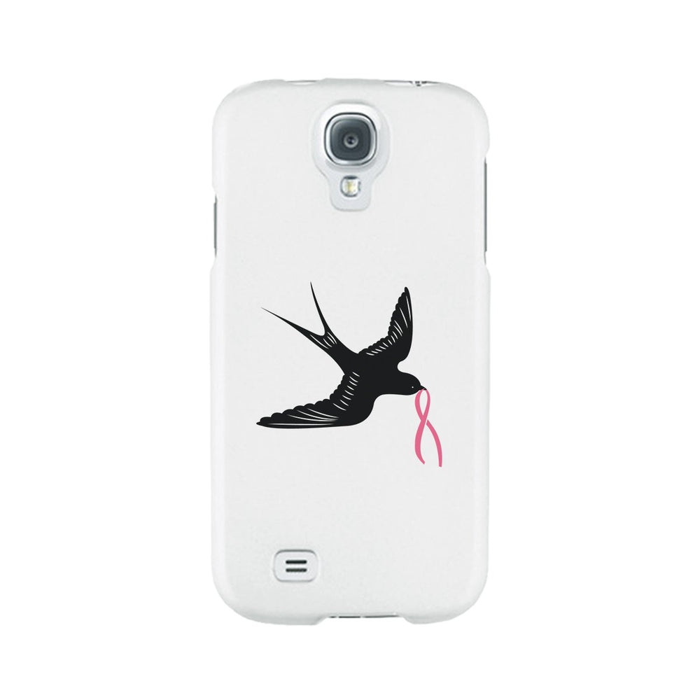 Pink Ribbon And Swallows Birds White Phone Case