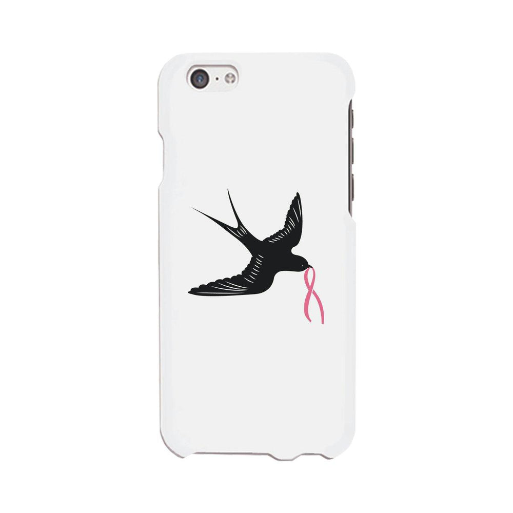 Pink Ribbon And Swallows Birds White Phone Case