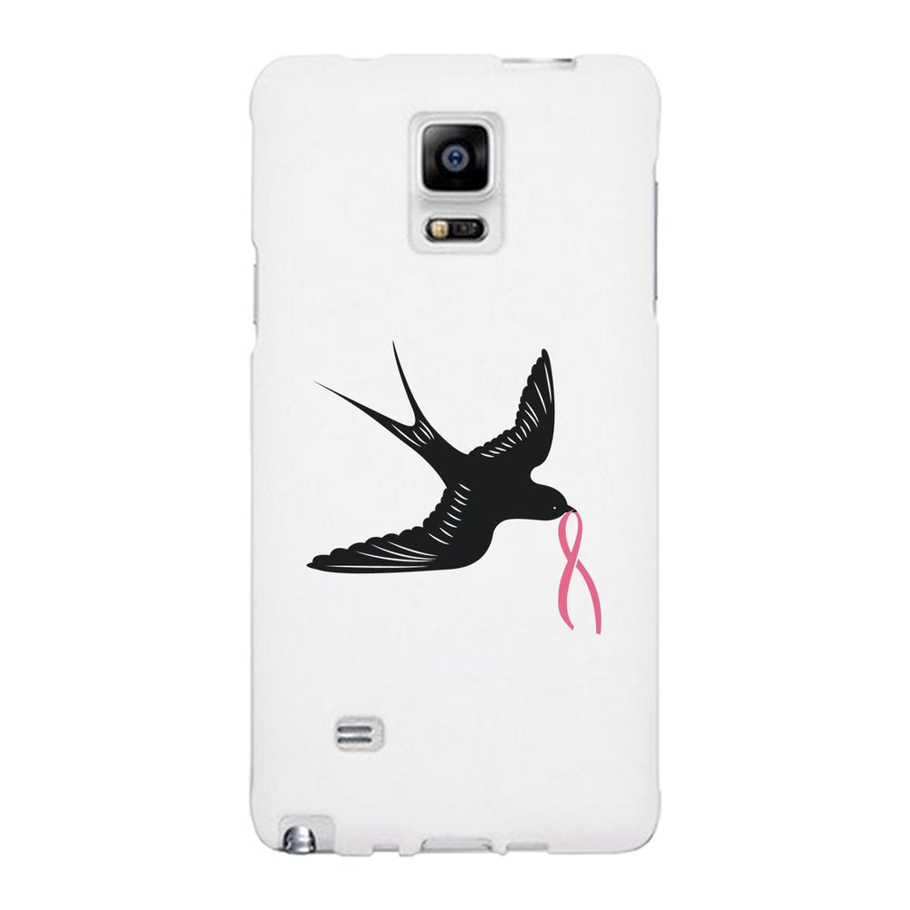 Pink Ribbon And Swallows Birds White Phone Case