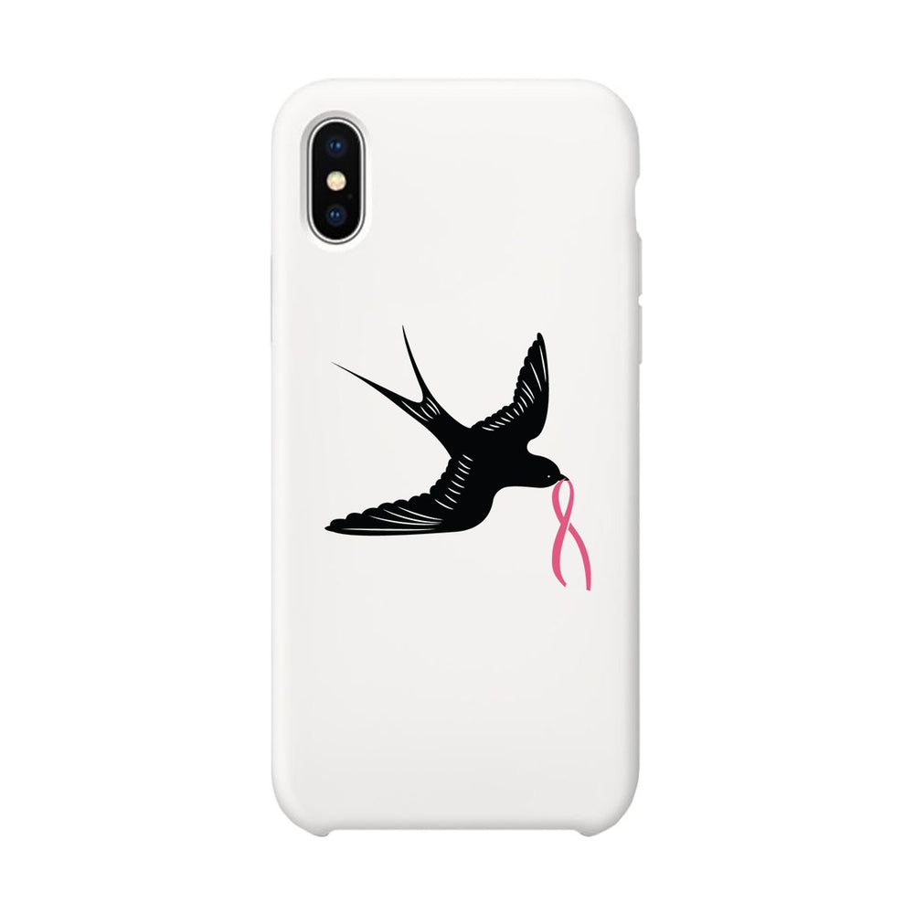 Pink Ribbon And Swallows Birds White Phone Case