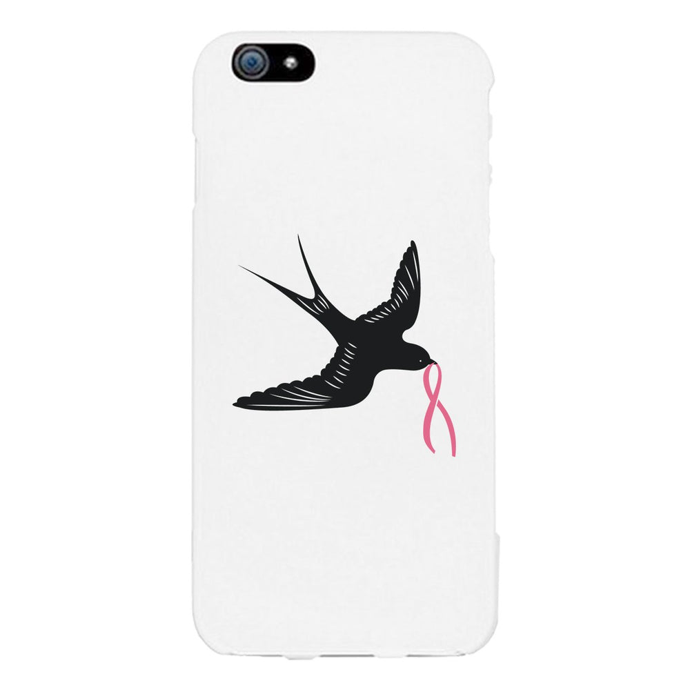 Pink Ribbon And Swallows Birds White Phone Case