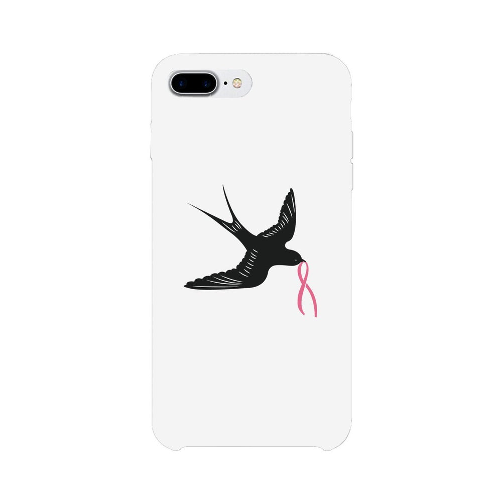 Pink Ribbon And Swallows Birds White Phone Case