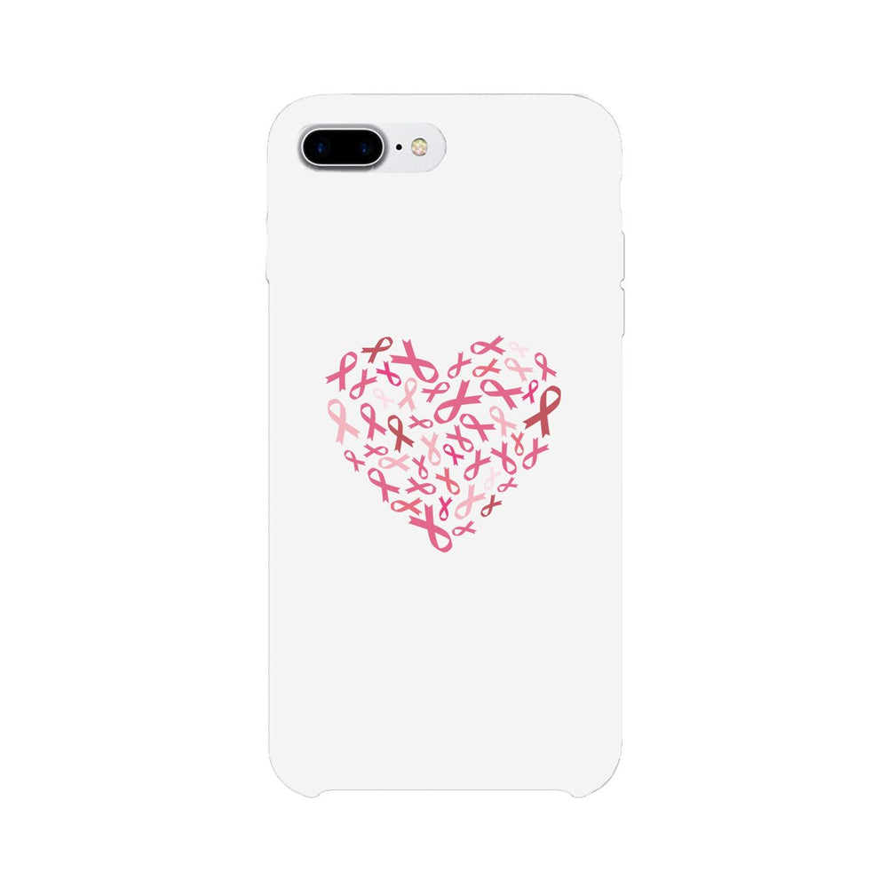 Pink Ribbon Heart White Phone Case