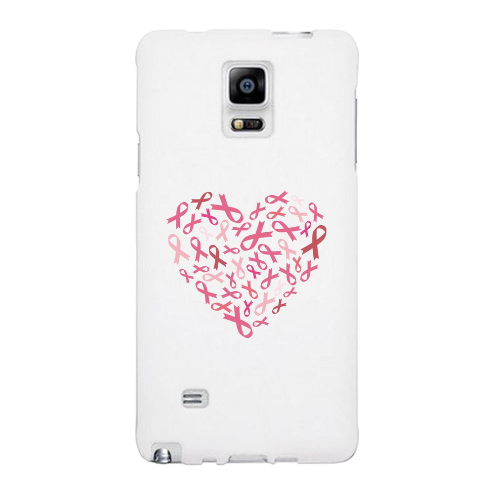 Pink Ribbon Heart White Phone Case