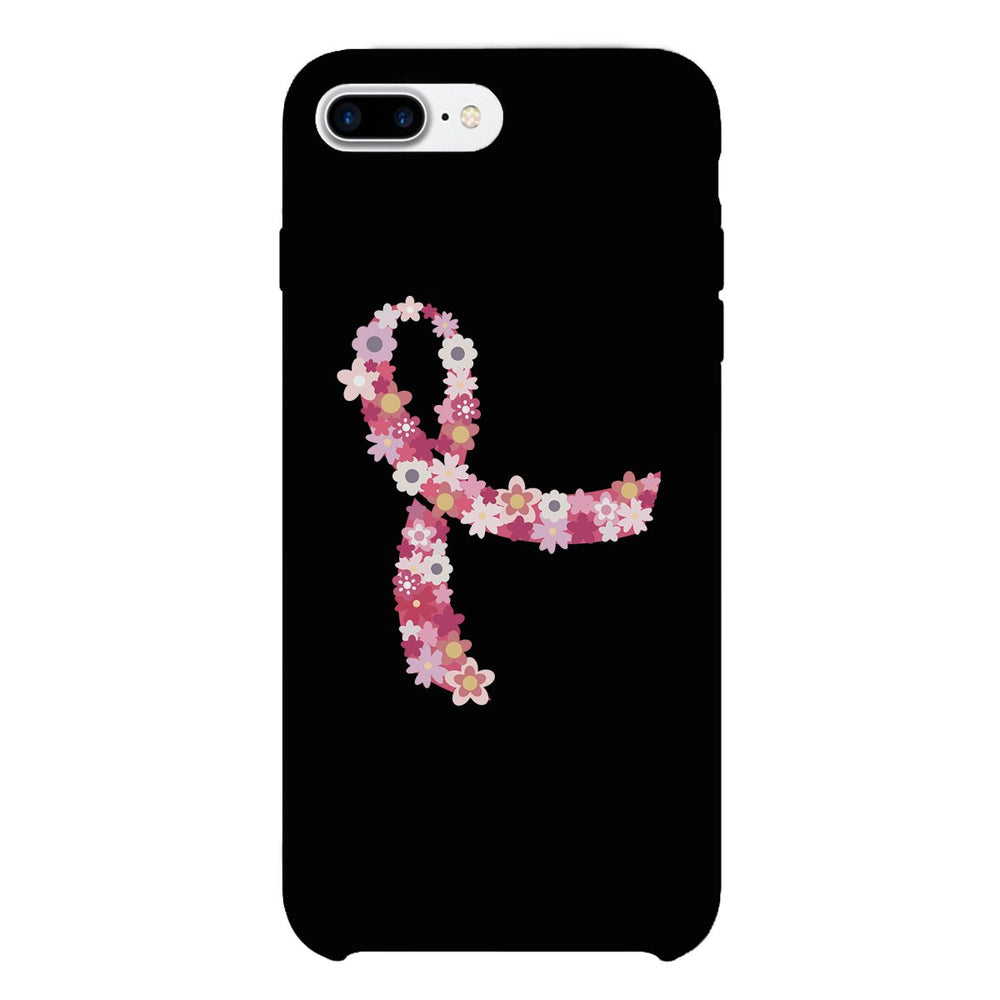 Pink Floral Ribbon Black Phone Case