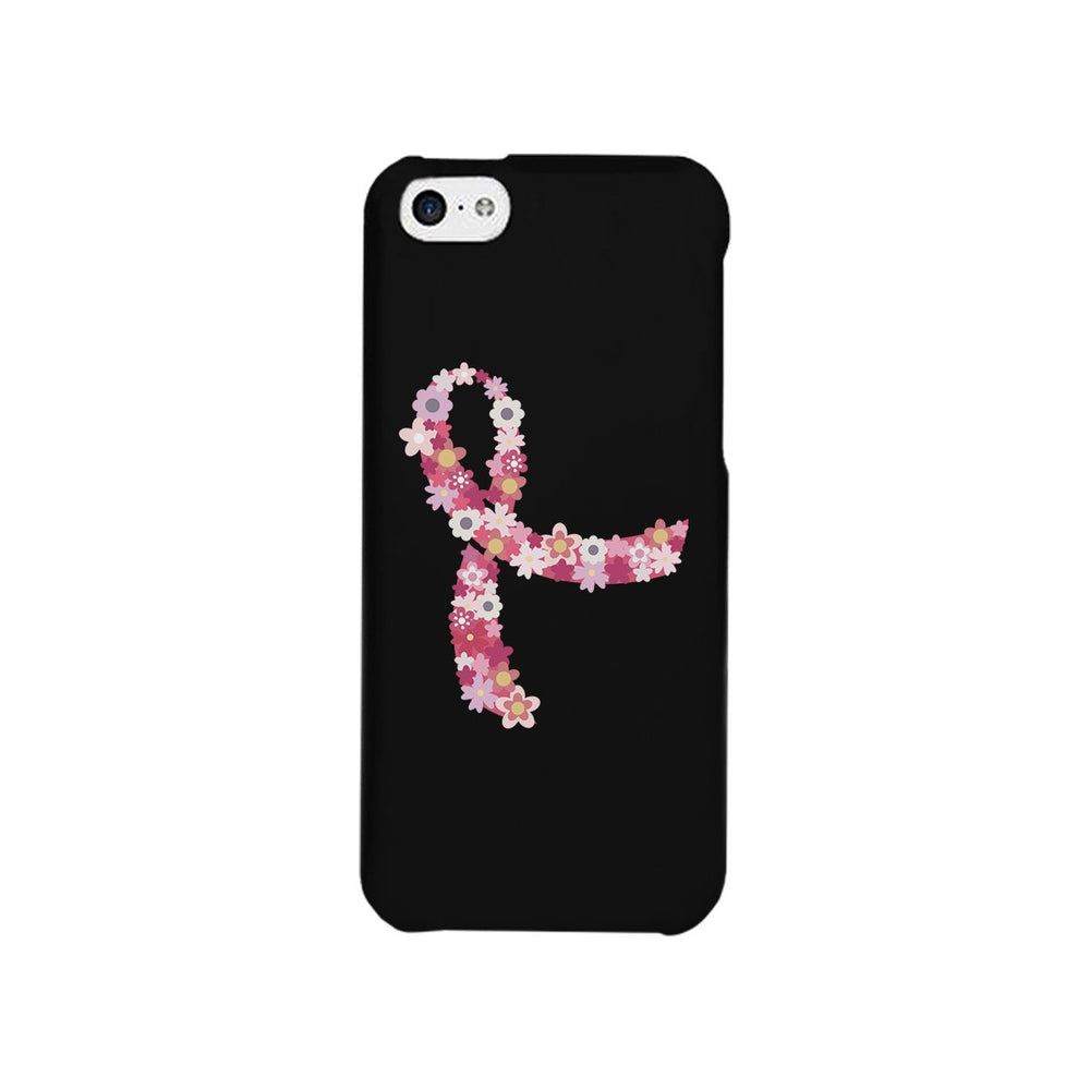 Pink Floral Ribbon Black Phone Case