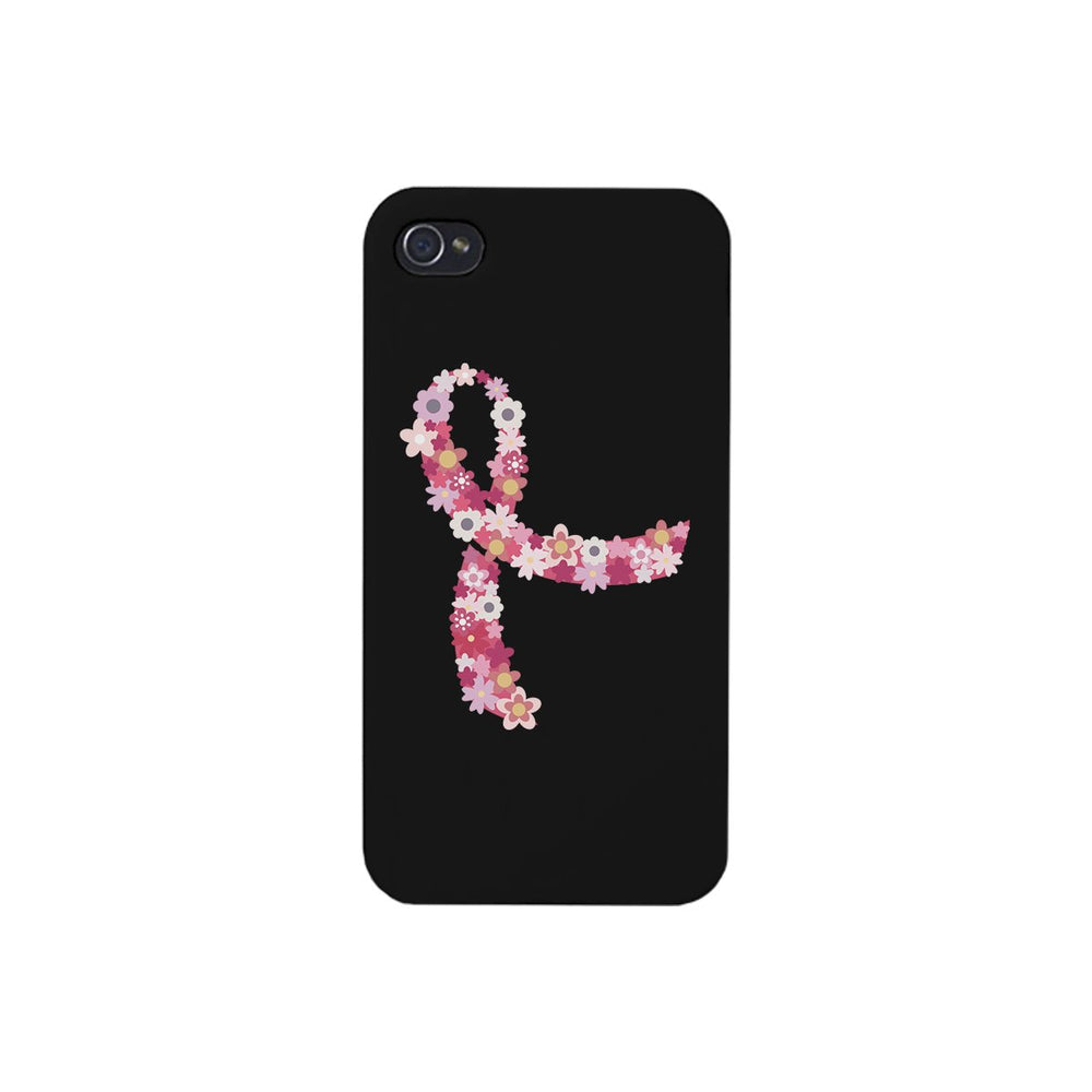 Pink Floral Ribbon Black Phone Case