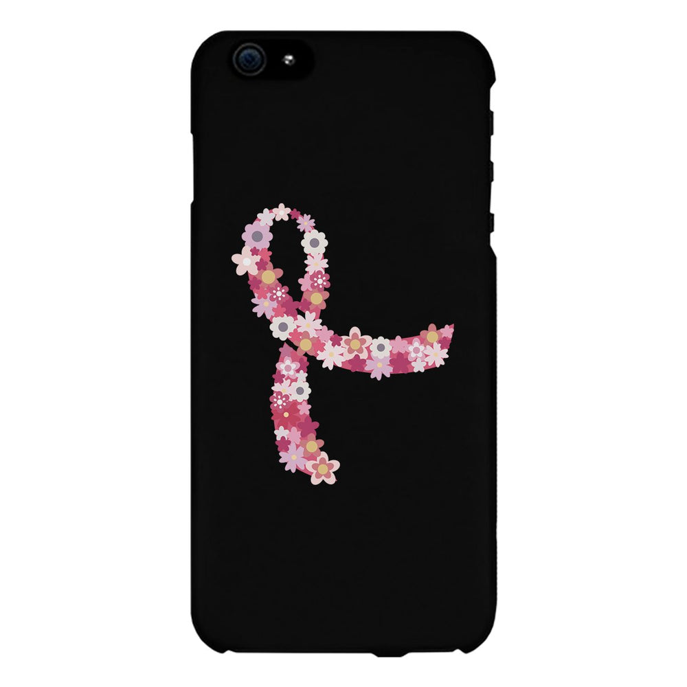 Pink Floral Ribbon Black Phone Case