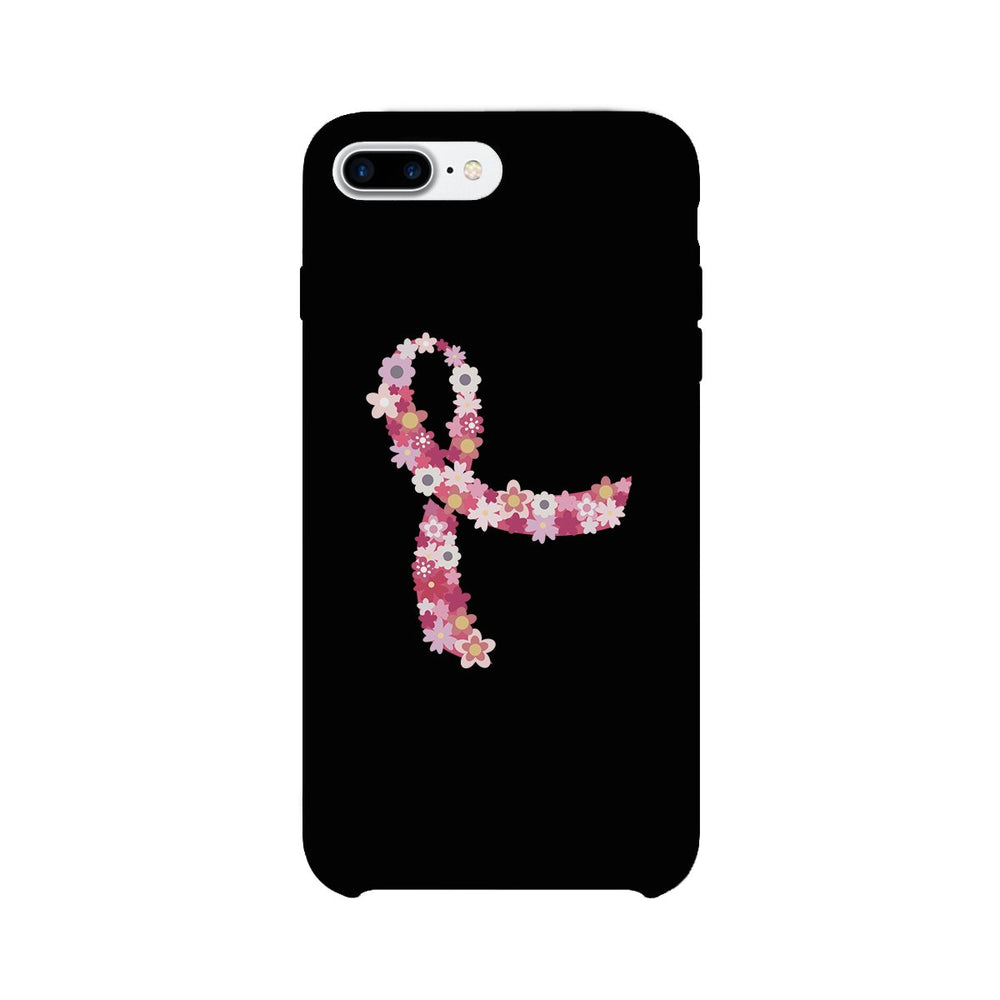 Pink Floral Ribbon Black Phone Case